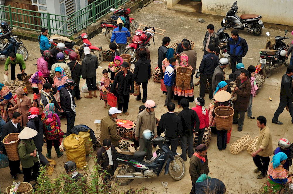 The bustling scene at Bac Ha Market 